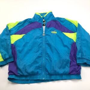 Puma Women's 12 Nylon Vintage VTG Full Zip Mock Neck Long Sleeve Track Jacket